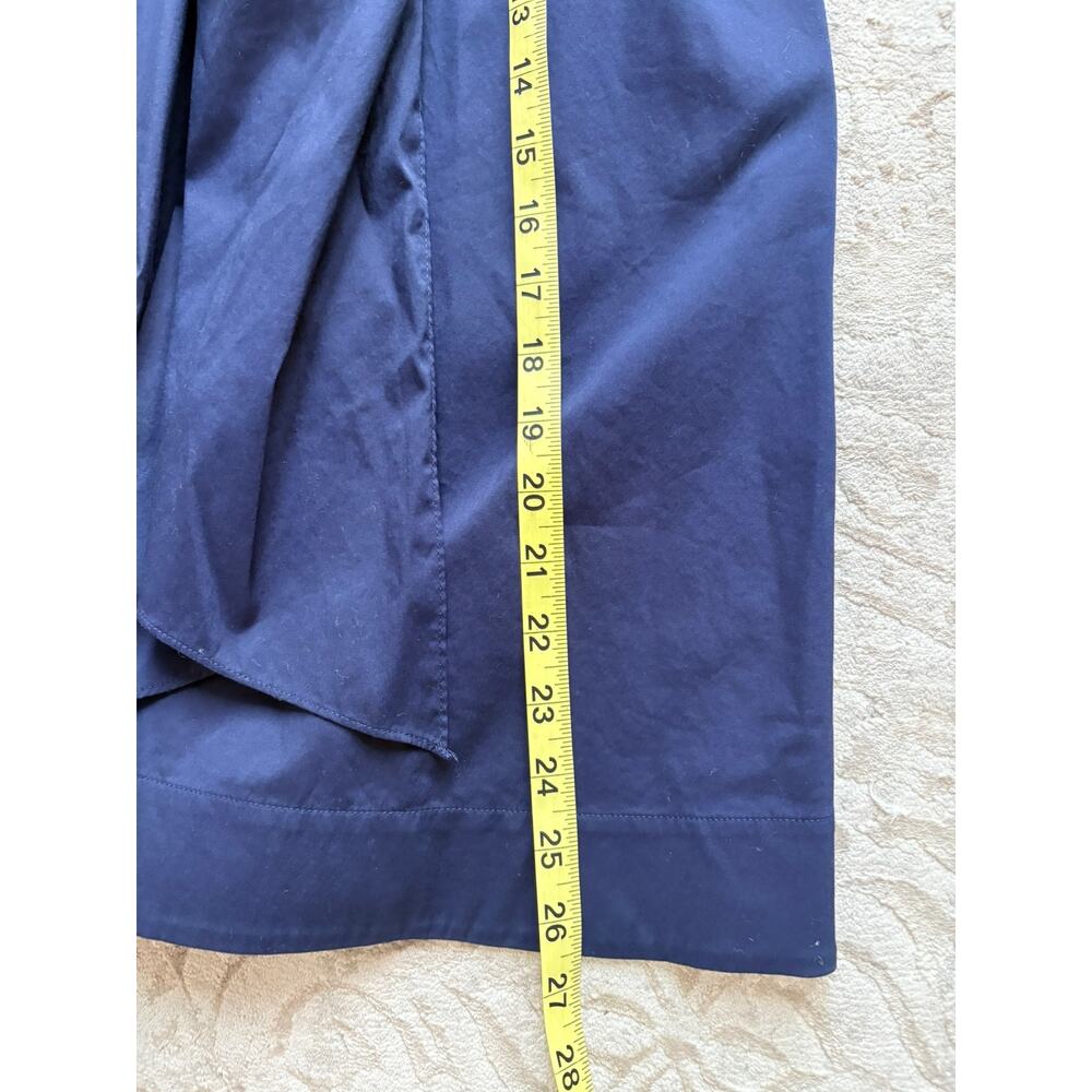 Lafayette 148 NY Penelope Stretch Cotton Wrap Midi Dress Navy Size 4 NWOT $1198 - Picture 8 of 9